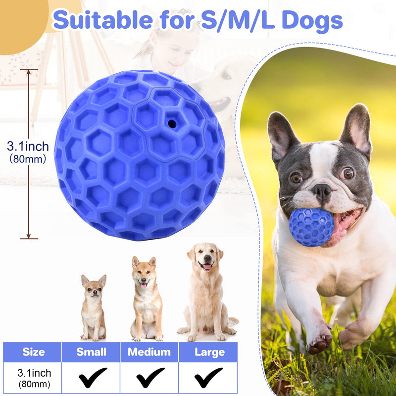 Indestructible Squeaky Dog Ball, Relieves Anxiety, Cleans Teeth, Interactive Chew Toy for Aggressive Chewers, Dog Toy for Large Breeds, Outdoor Waterproof Blue - BeesActive Australia