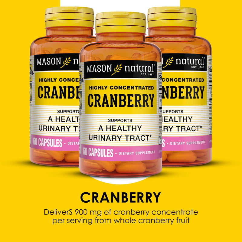 MASON NATURAL Cranberry Highly Concentrated 900 mg, 3 Month Supply, Antioxidant & Immune Health, Supports Healthy Urinary Tract, 3 Pack