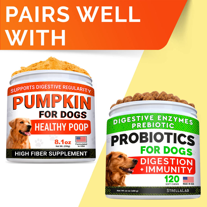 STRELLALAB Pumpkin for Dogs - Fiber Powder Supplement - Stool Consistency and Softener - Digestion Support - Made in USA - 6.9 oz - Pumpkin Spice - BeesActive Australia