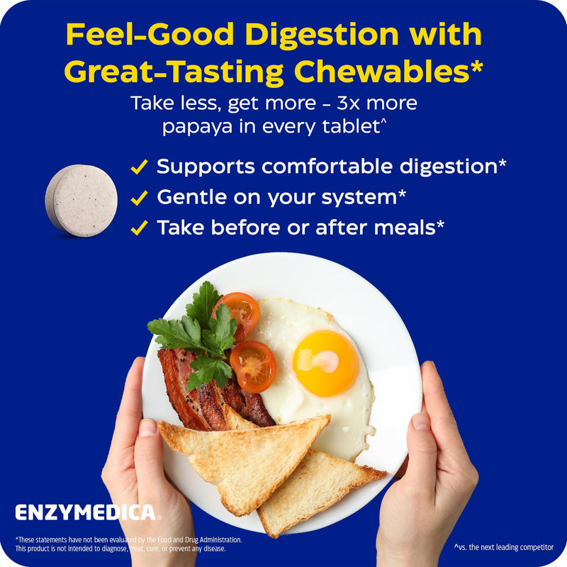 Enzymedica Papaya Gold - Papaya Enzymes Chewable - 120 Tablets | Digestive Enzyme Supplement for Women and Men, Digestion & Gut Health Support, High Potency Bromelain & Papain, Vegan 120 Count (Pack of 1)