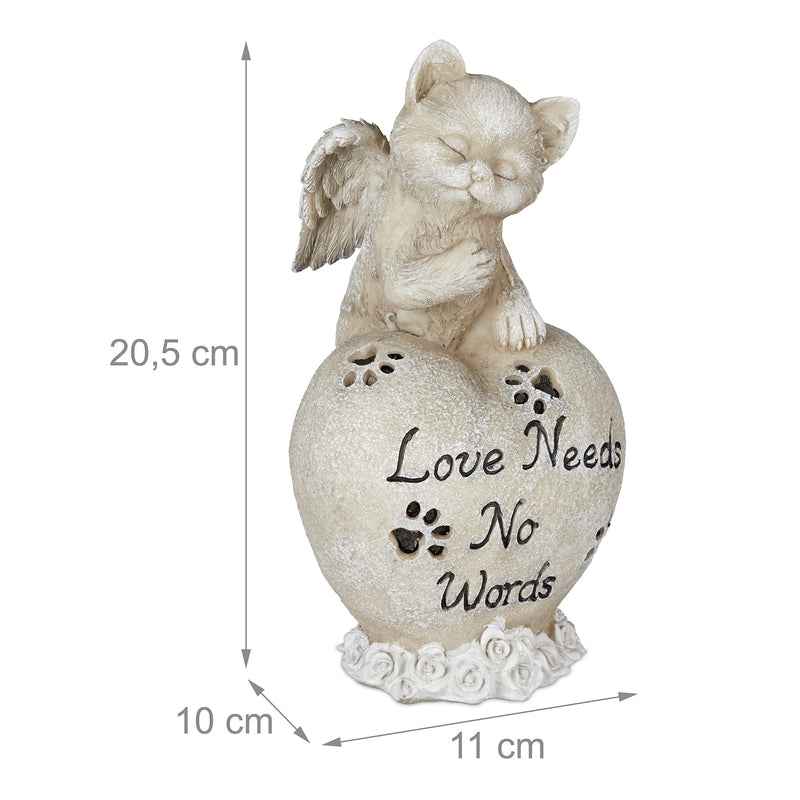 Relaxdays grave decoration for cat, keepsake animal, gravestone heart and cat angel, cat memorial stone, weatherproof, cream - BeesActive Australia