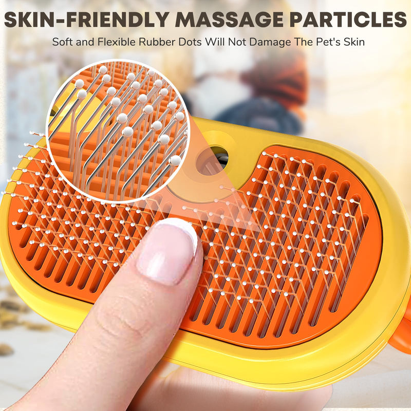 Cat Steam Brush for Shedding, Steam Brush for Cats with Release Button, 3in1 Self Cleaning Cloud Care Cat Hair Brush, Rechargeable Cat Deshedding Brush with Steam for Long & Short Haired Cats and Dogs Yellow - BeesActive Australia
