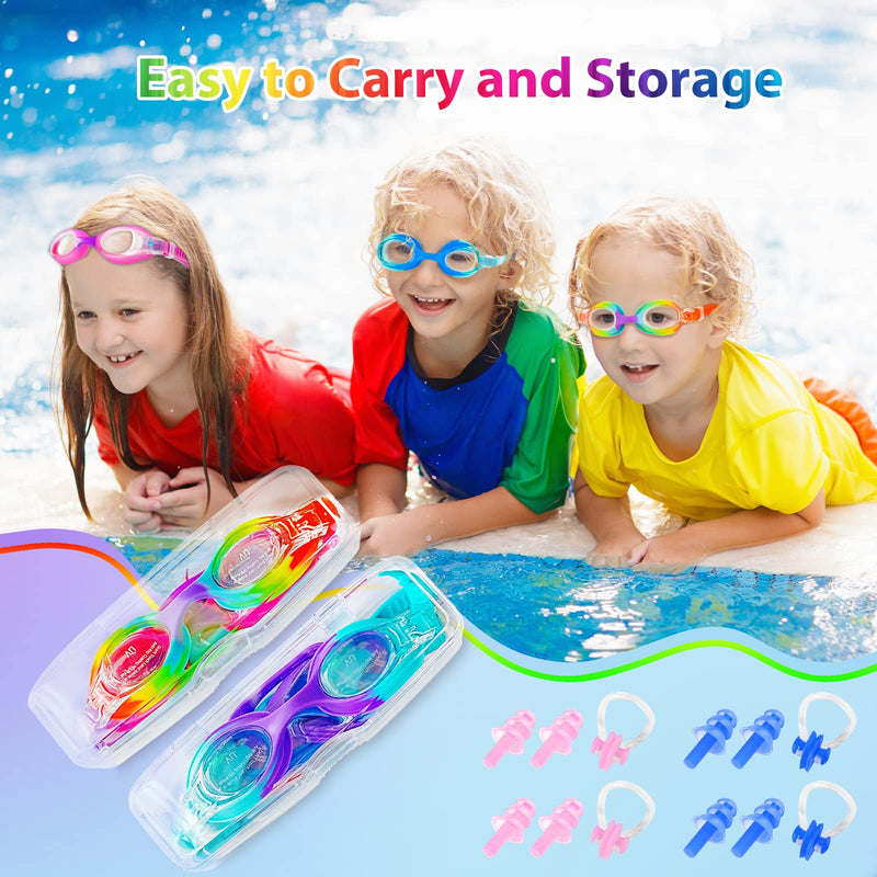 XDX Kids Swim Goggles 4-14, 4 Pack for Boys and Girls, Anti-Fog With UV Protection Multicolor-4pack-b - BeesActive Australia