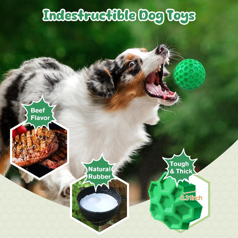 Tough Dog Chew Toys for Aggressive Chewers, Indestructible Dog Balls for Aggressive Chewers, Squeaky Balls for Dogs, Squeaky Dog Toys for Large Dogs,Funny Dog Squeaky Ball Heavy Duty Dog Toy - BeesActive Australia