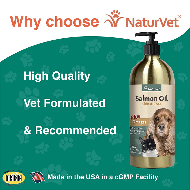 NaturVet – Salmon Oil Skin & Coat Plus Omegas | Supports Healthy Skin & Glossy Coat | Natural Source of Omega-3 & 6 Fatty Acids | for Dogs & Cats (17 oz Oil) 17 fl oz - BeesActive Australia