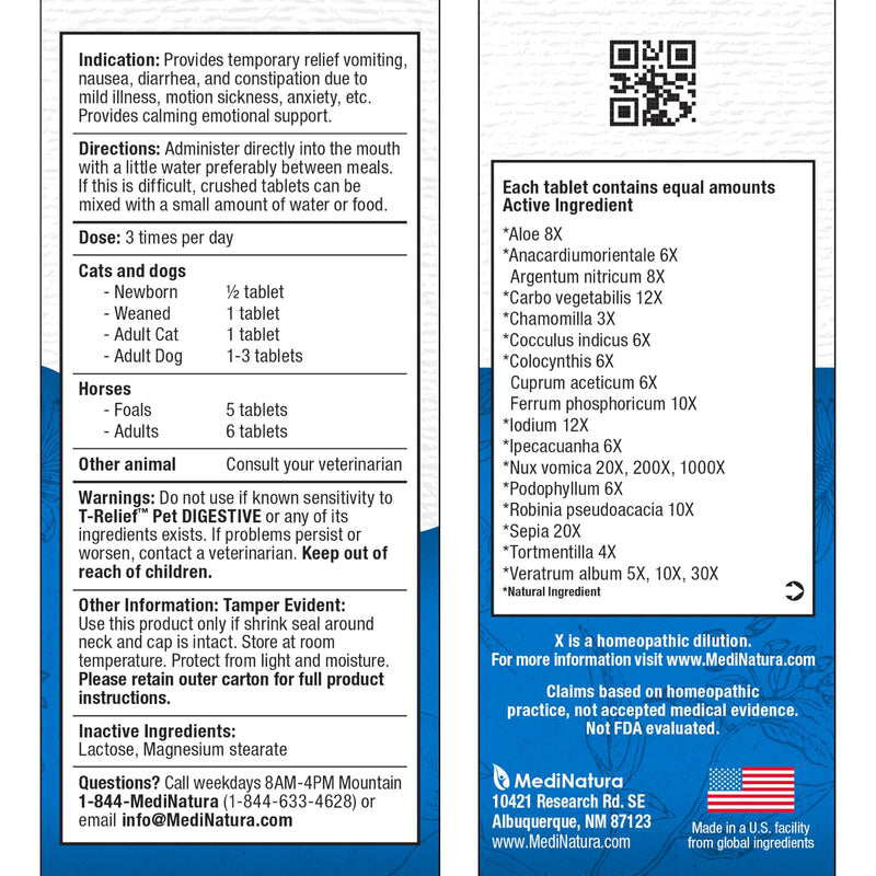 MediNatura T-Relief Pet Digestive Complete GI Relief 90ct and Pet Pain Relief 90ct for Dogs & Cats Bundle