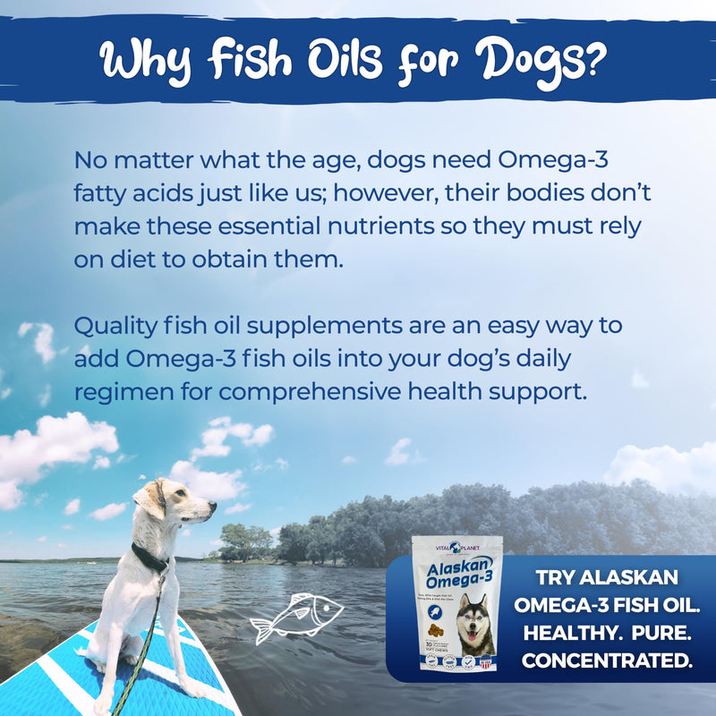 Vital Planet - Alaskan Omega-3 Soft Chews for Dogs, Wild Alaskan Fish Oil – 30 Hickory Flavored Soft Chews - PawsPlanet Australia