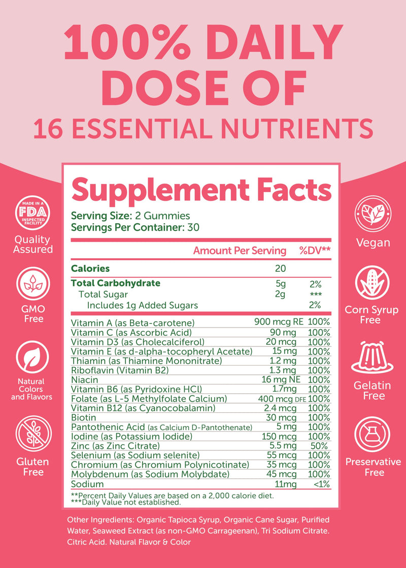 Lunakai USA Made Womens Multivitamin Gummies – Delicious Daily 16 Multi Vitamins for Women – Wellness, Energy & Essential Health Support, 60ct 60 Count (Pack of 1) Lemon Multivitamin Gummies