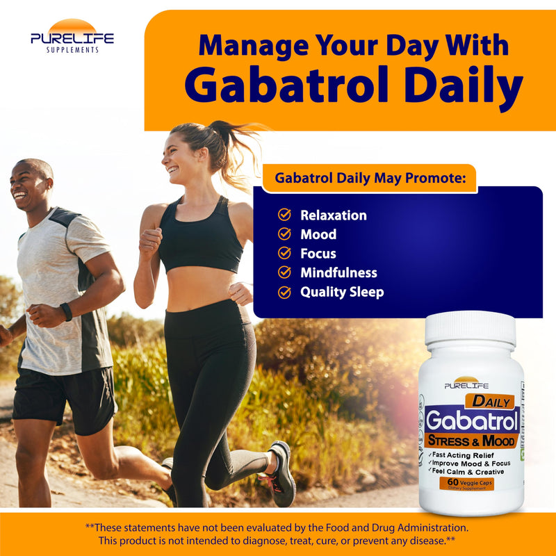 Gabatrol Daily – Plant Based GABA Supplement. Vegetarian and Vegan Friendly (60 Veggie Caps) 60 Count (Pack of 1)