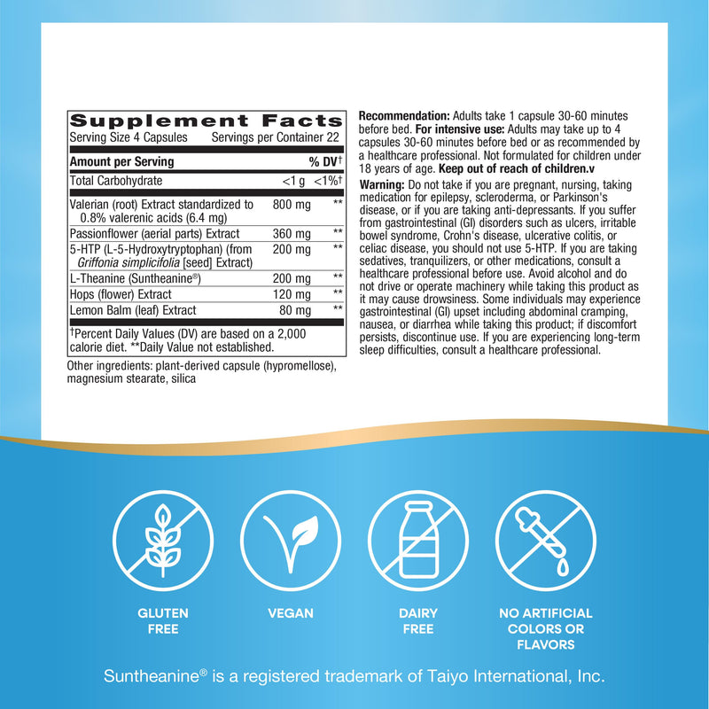 Nature's Way Revitalizing Sleep Formula, Promotes Restful Slumber*, 90 ct | Promotes Relaxation and Restful Sleep*, with L-Theanine, Valerian Root Extract, and 5-HTP, Vegan, Dairy-Free, Gluten-Free