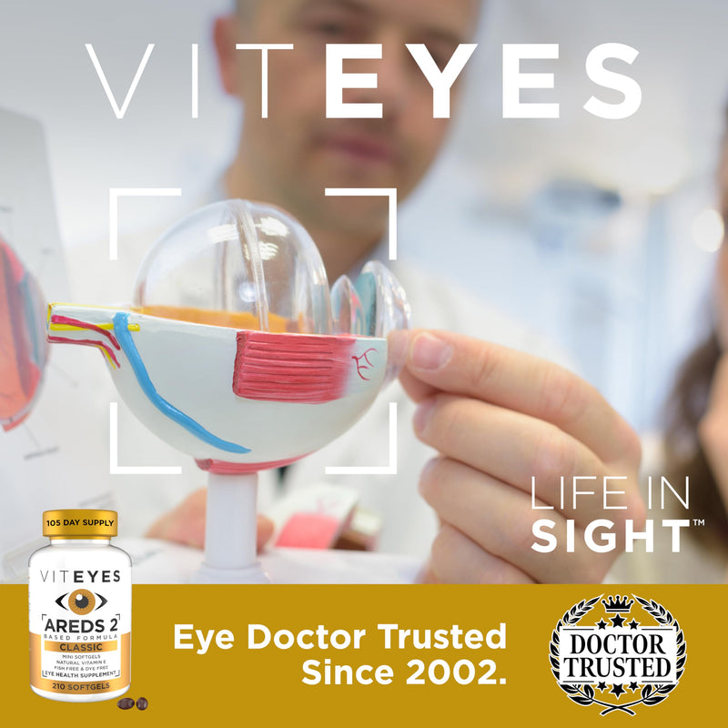Viteyes AREDS 2 Classic Macular Health Formula Softgels, Eye Health Vitamin to Support a Healthy Macula, Lower Zinc, Eye Vitamins, Macular Vitamins, Beta-Carotene Free, 210 Softgels… 210 Count (Pack of 1)