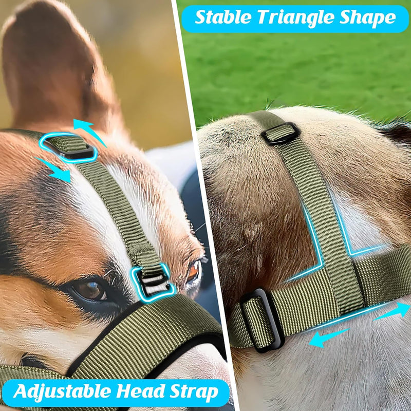 HEELE Dog Muzzle, Circles Soft Comfortable Neoprene Padding Muzzles for Small Medium Large Dogs, Prevent Biting, Licking, and Chewing, Protection with Adjustable Bonus Connection Strap Army Green - BeesActive Australia