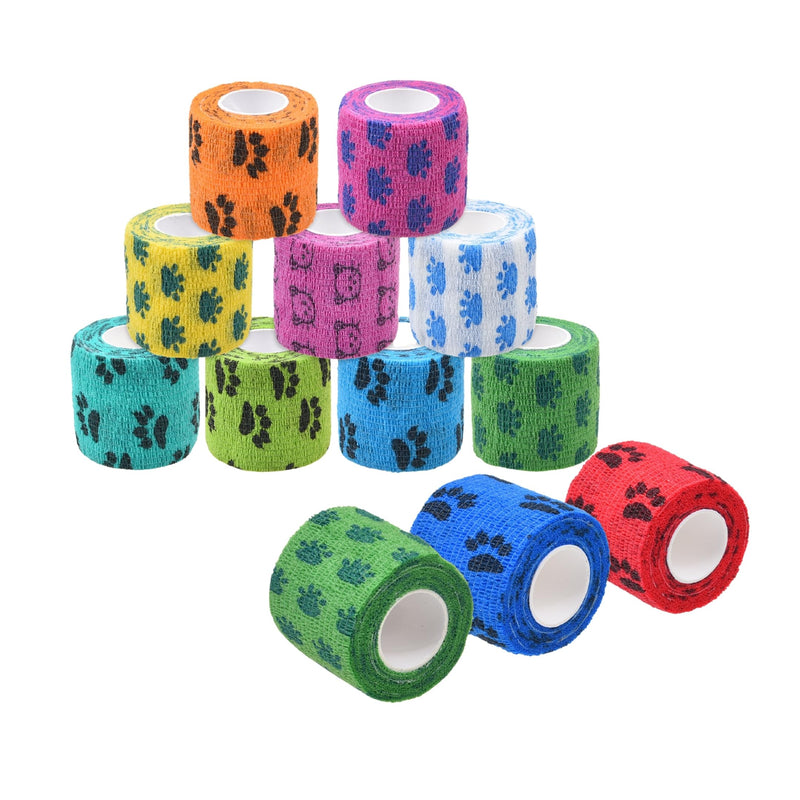 Eco-Fused Self Adhesive Bandage - Injury Tape for Pets, Dogs, Cats, Horses - Pack of 12 - Dog Leg Bandage - Prevents Licking - Does Not Stick to Fur Pack of 12 - BeesActive Australia