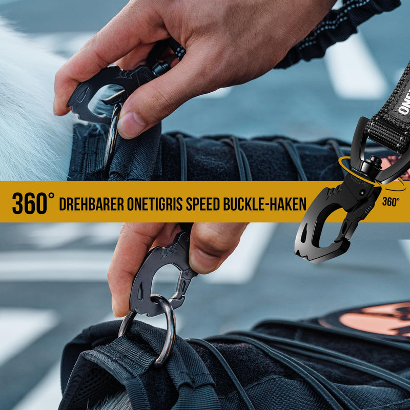 OneTigris shock absorber dog 51cm, nylon dog leash with tiger tooth metal clip, reflective leash extension for walks, cycling - BeesActive Australia