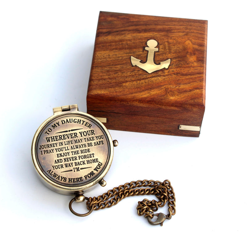 to My Daughter Compass – Graduation Gifts for Daughter from Dad or Mom – Birthday, Confirmation, Camping Gift for Daughter – Engraved Compass with Gift Box - BeesActive Australia