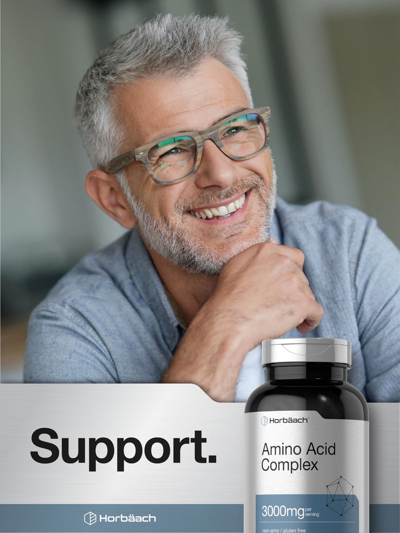 Horbäach Amino Acid Complex 3000mg | 250 Caplets | Non-GMO, Gluten Free Supplement 250 Count (Pack of 1)