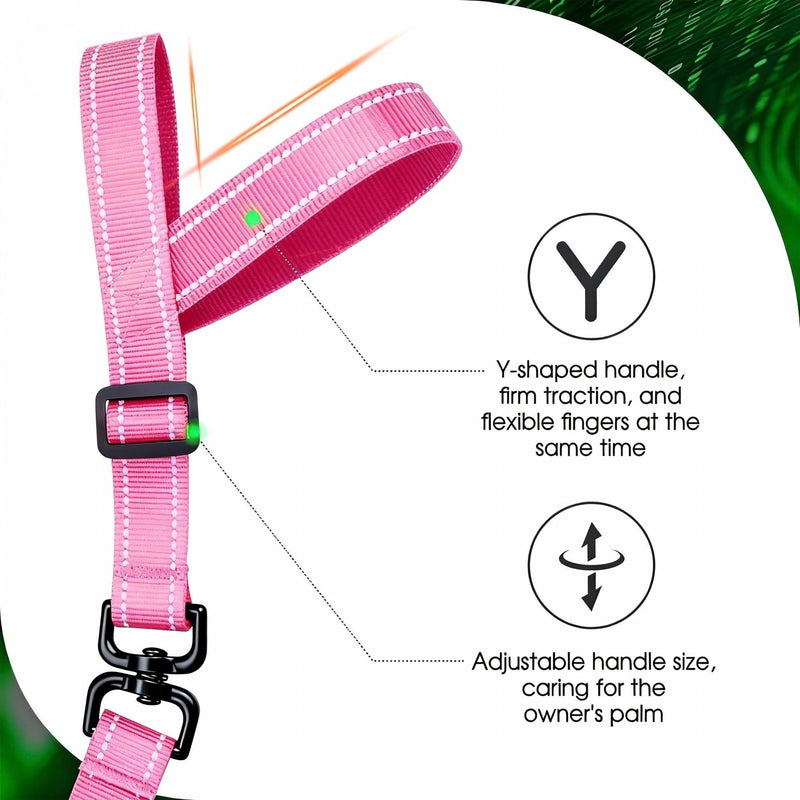 Hands-Free Dog Leash, Heavy Duty No-Pull Training Lead w/Anti-Tangle & Reflective Thread for Small Medium Dogs for Running/Walking Pink 5Ft Pink(Not Included Traffic Handle) 5ft(Width 4/5") - BeesActive Australia