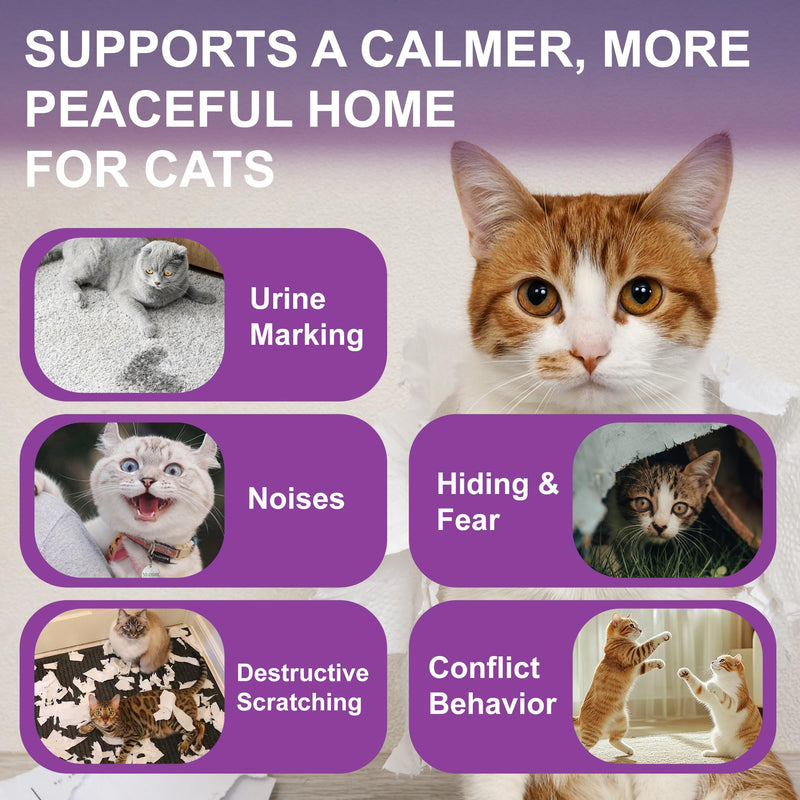 Cat Calming Pheromone Diffuser, Cat Anxiety Relief Diffuser Plug in Calmer with 2 Diffusers & 4 Refills, Reduce Cat Anxiety, Cat Fighting, Urine Marking, Scratching & Stress 48ml/Bottle for All Cats Blue