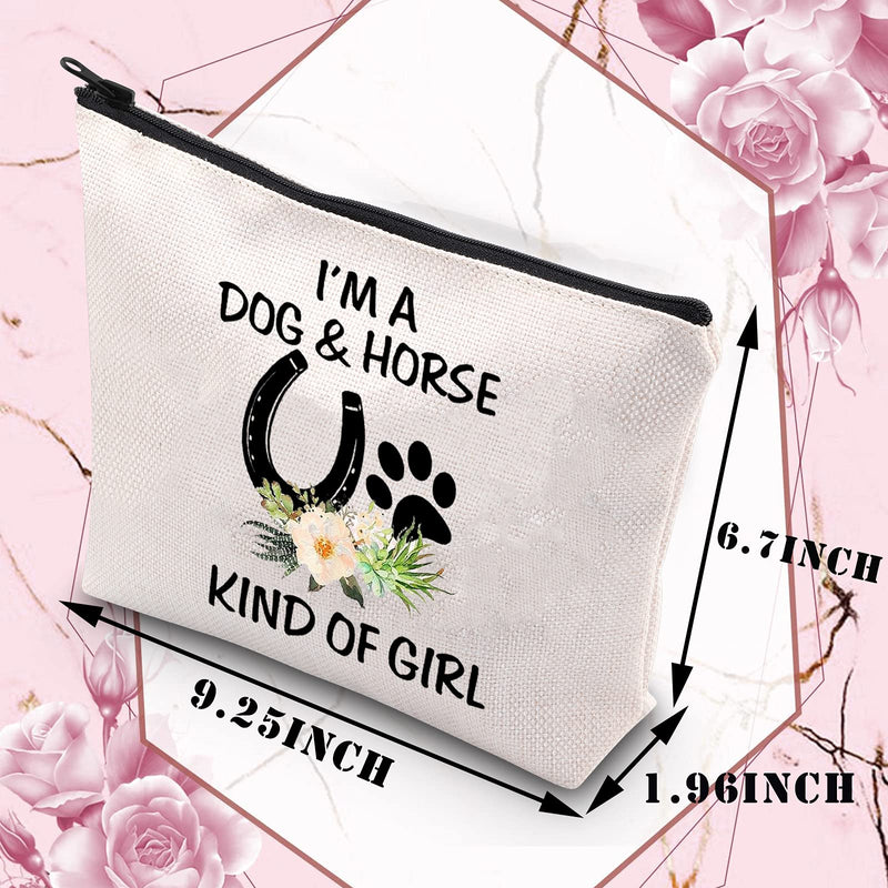 BDPWSS Dog Lover Gifts Horse Makeup Bags For Women Teen Girls I'm a Dog And Horse Kind Of Girl Paw Print Horseshoe Gift For Dog Mom Horse Lover Cowgirl Equestrian Gifts (Dog horse girl) Dog horse girl - BeesActive Australia