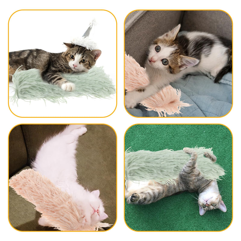 Cat Pillows Cat Toys,2 Pack Soft and Resistant Cat Pillows Toy,Interactive Crinkle Sound Catnip Toys for Indoor Cats,Promotes Kitten Exercise,Chewing and Teething,Light Green and Orange - BeesActive Australia