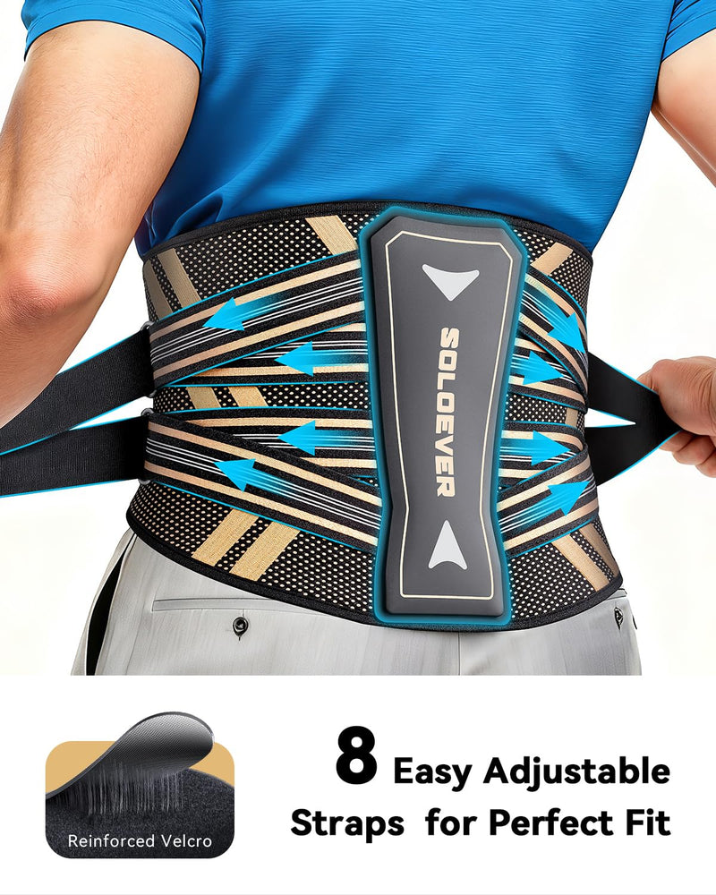 Ultra Breathable Back Brace for Lower Back Pain Relief,[Medical Grade & Copper Infused] Lumbar Support Belt with Bionic Support System, Adjustable Back Support Brace for Sciatica,Herniated Disc,Men&Women Black Large - BeesActive Australia