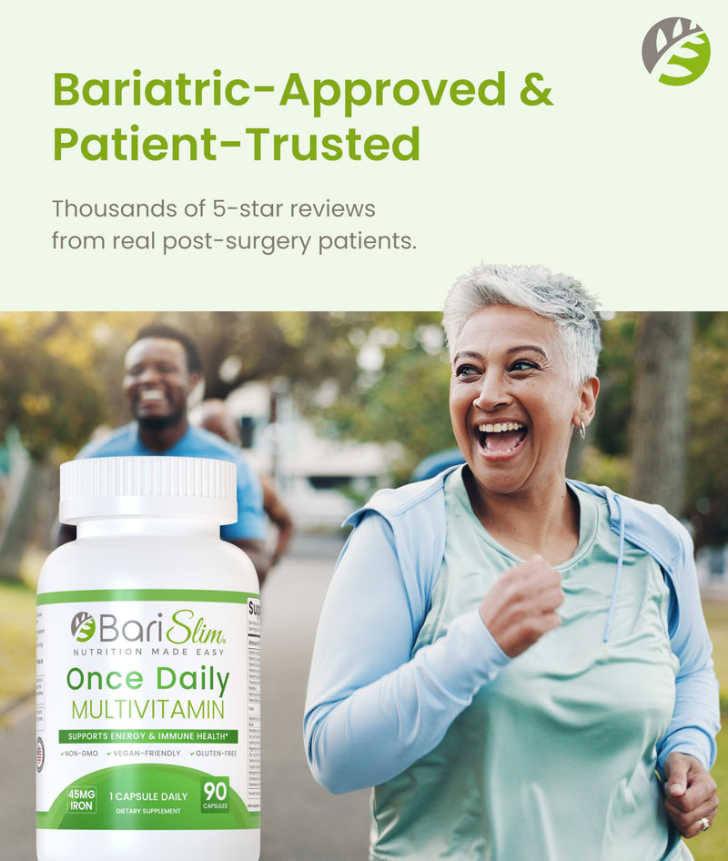 BariSlim Once Daily Bariatric Multivitamin Capsule - 45mg of Iron - Bariatric Vitamin & Supplement for Post Bariatric Surgery Including Gastric Bypass & Gastric Sleeve | 90 Day Supply 90 Count (Pack of 1)