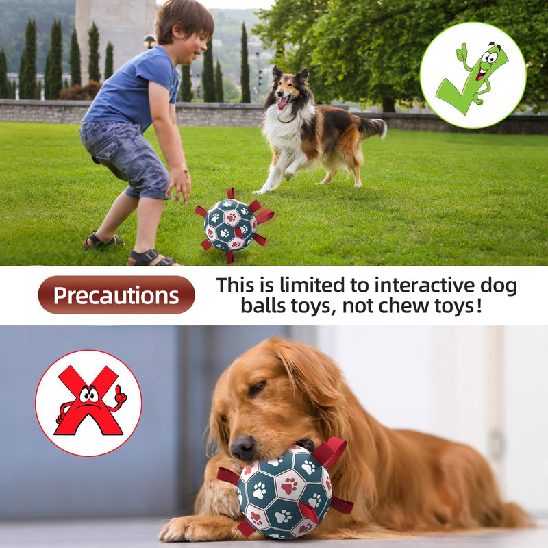 QDAN Dog Toys Soccer Ball with Straps, Interactive Toys for Tug of War, Puppy Birthday Toy, Dog Water Toy, Dog Balls for Small Medium Dog (6 Inch) Medium Size 2 Blue Red - BeesActive Australia