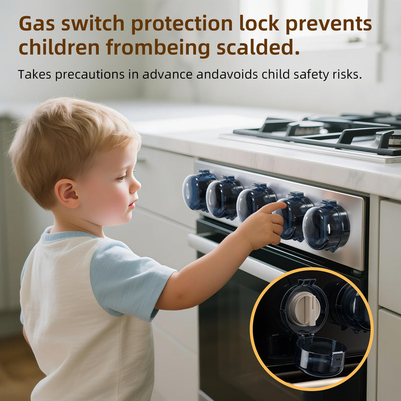 2025 Upgraded Gas Stove Knob Covers Locks for Child and Kids Safety, Universal Size Gas Stove Knob Cover with 3M Adhesive, Baby Proof Prevent Accidental -4 Pack 4 Pack Black - BeesActive Australia