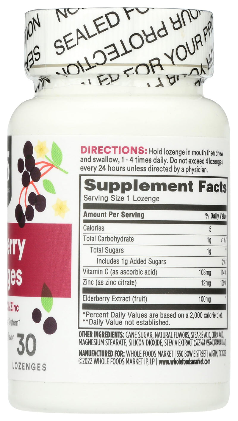 365 By Whole Foods Market, Elderberry Zinc Lozenges, California Only, 30 Count