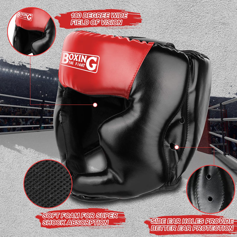 Sparring Head Guard with Gloves - Boxing Safety Headgear for MMA, Kickboxing, Muay Thai & Boxing - Adult & Kids Red Large-X-Large