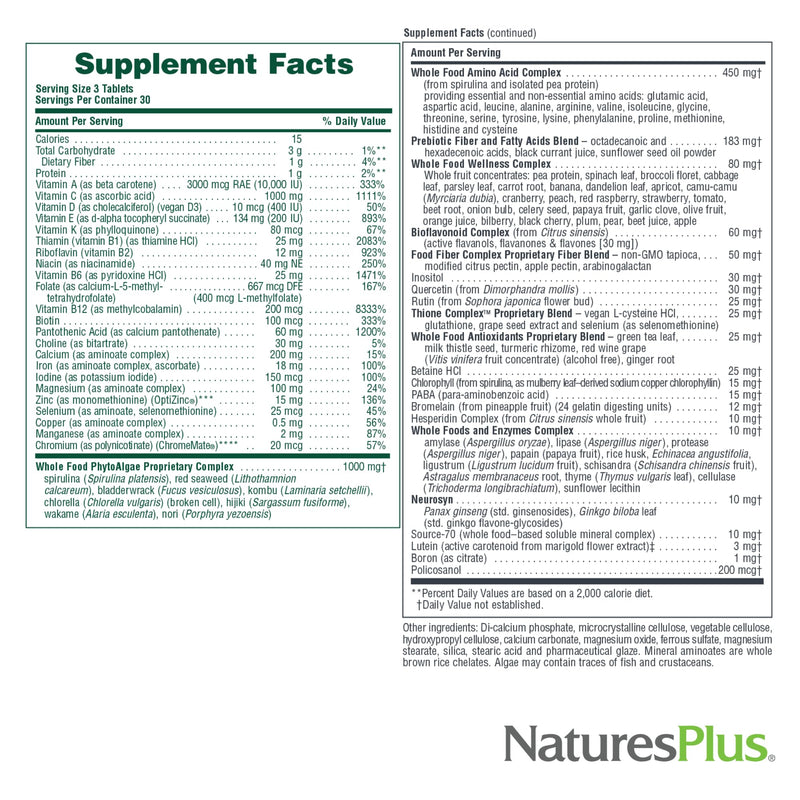 NaturesPlus Ultra Source of Life Multivitamin - 90 Tablets - Supports Immune Health, Energy & Overall Well-Being - with Lutein & Vitamin D3 - Vegetarian & Gluten Free - 30 Servings 90 Count (Pack of 1)