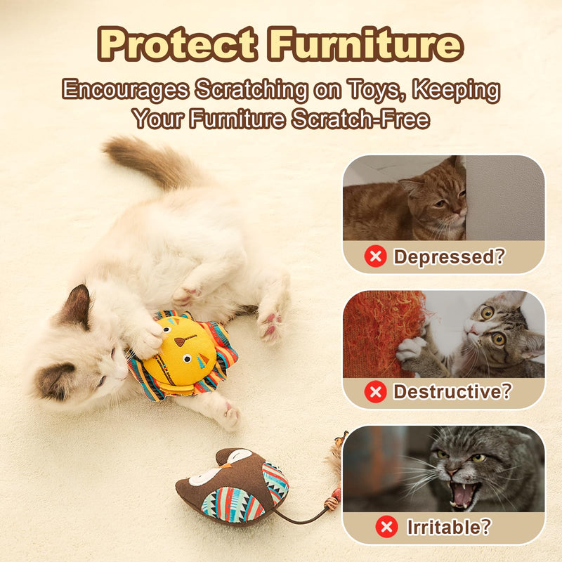 Jiupety Cat Toys Jungle Animals Interactive Cat Toys for Indoor Cats 3 Pack Catnip Toys and Feather Cat Toys Bite Resistant 10.6 Inches Animal - BeesActive Australia