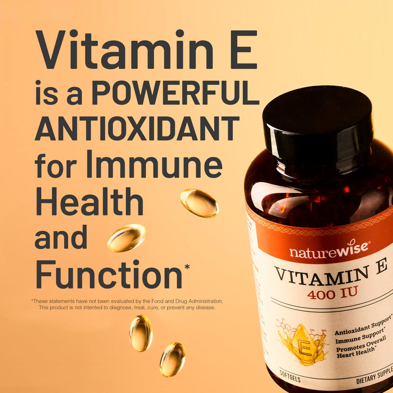 NatureWise Vitamin E 400 IU Softgels (180mg DL-Alpha) - Dairy,Gluten,and Soy Free,Non-GMO Antioxidant Dietary Supplement for Skin,Heart,Eye,and Immune Health Support -,200 Count (Pack of 2) 200 Count (Pack of 2)