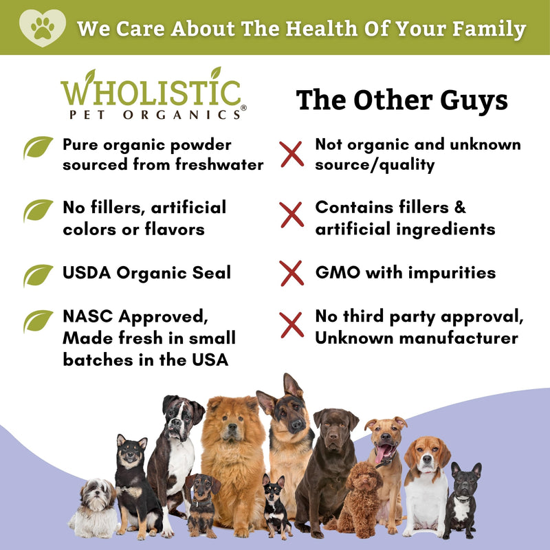 Wholistic Pet Organics Spirulina Powder Organic for Dogs Super Greens Powder Seasonal Allergy Support Supplement Dog Multivitamin USDA Certified Immune Support Vitamins Antioxidants and Minerals 3oz - PawsPlanet Australia