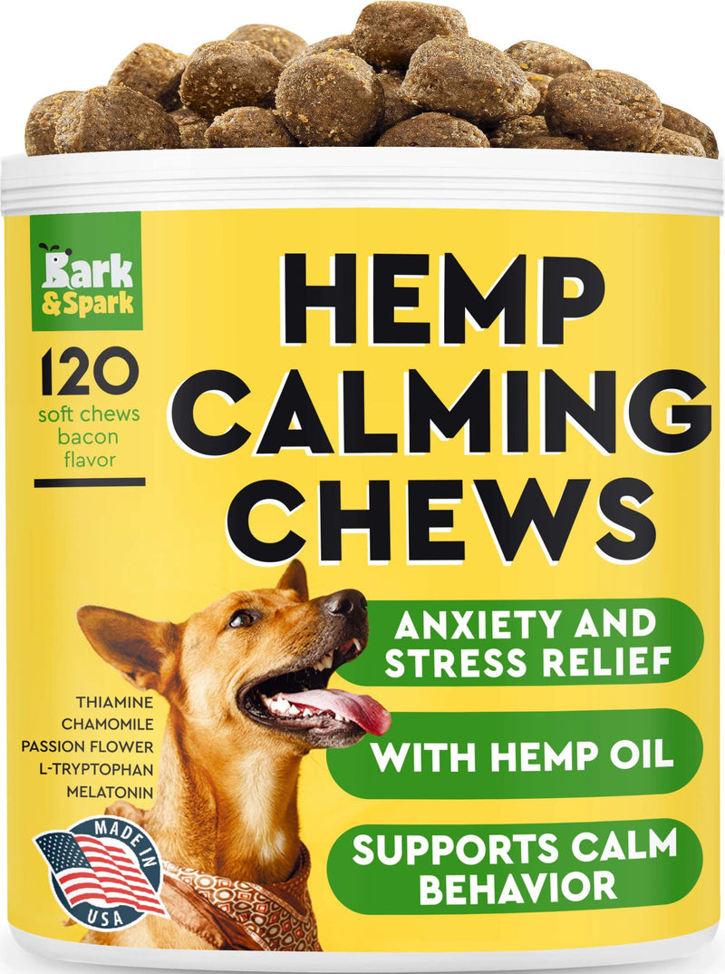 Probiotics + Calming Hemp Treats for Dogs Bundle - Gas, Diarrhea, Allergy + Anxiety Relief - Enzymes + Prebiotics + Hemp Oil - Improve Digestion + Stress Relief - 120 + 120 Chews - Made in USA