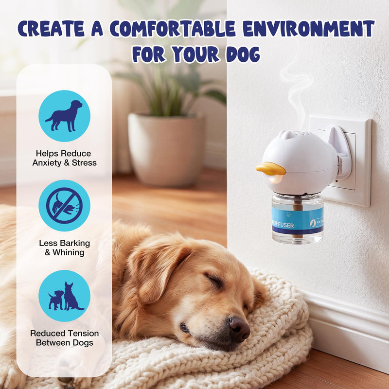 Dog Calming Plug in, Relaxants & Anxiety Relief Therapet Diffuser for Dogs, 4-in-1 Dog Calming Diffuser Pheromone Equipped with 1 Diffuser+3 Refills, Adapt for Dogs Tasteless
