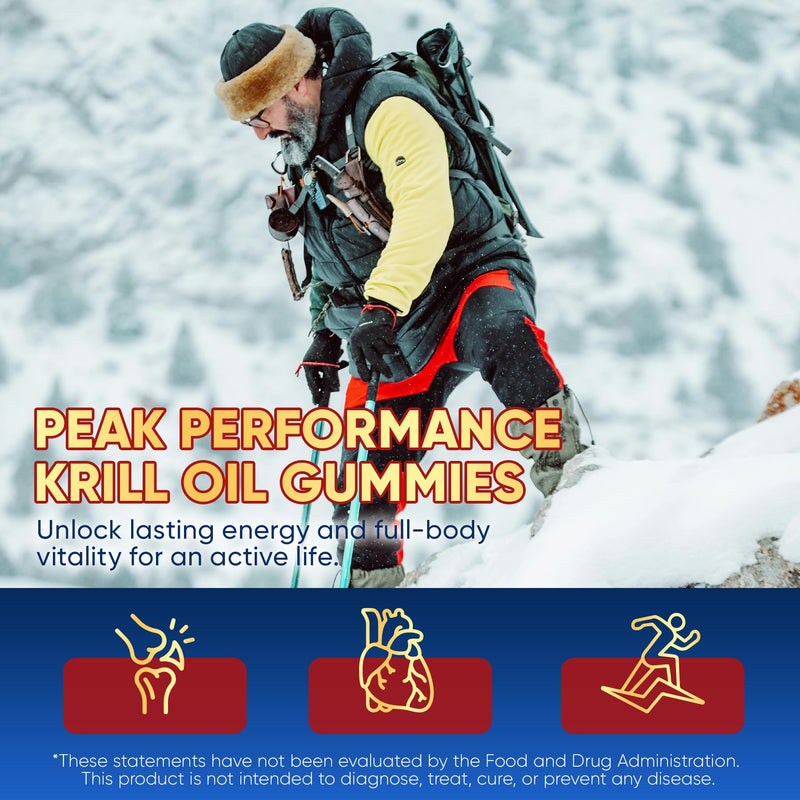 Liposomal Antarctic Krill Oil Omega 3 Gummies 2000mg - Fish Oil Alternative | Cellular Level Absorption Omega-3 with EPA, DHA & Astaxanthin - Antioxidant & Brain Support - 60 Count