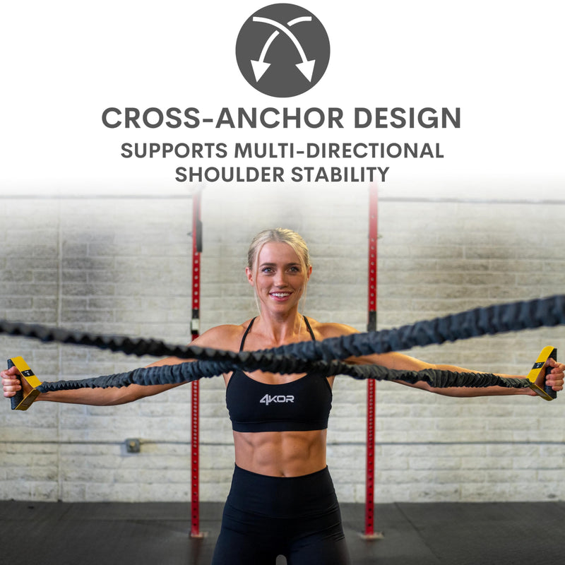 Resistance Cords - Cross Anchored Shoulder Exercise Bands - Ideal for Dynamic Warmups and Physical Rehab - One Pair of Cords - 4KOR Fitness 07 lbs