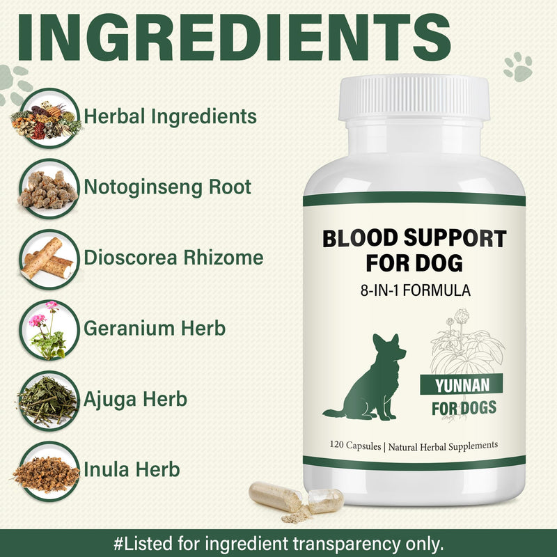Yunnan Sanqi Herbal Capsules for Dogs – Daily Circulation & Vitality Support, 120 Capsules