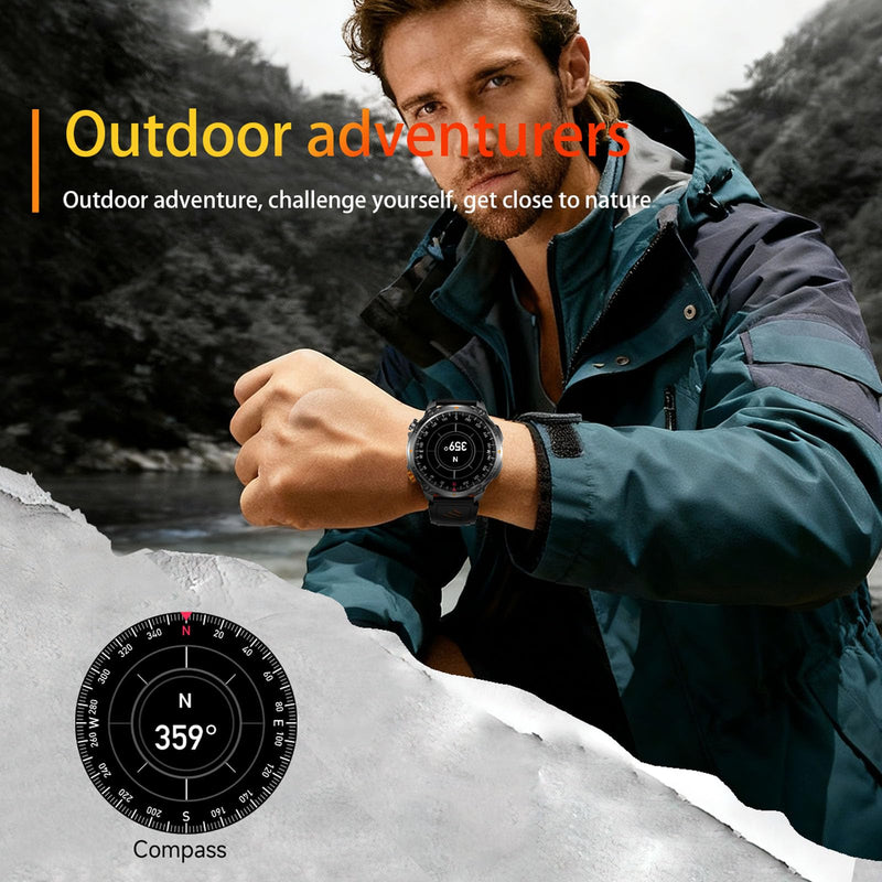 MIlitary Smart Watch for men with Compass, Flashlight, 100 Days Battery, IP68 Waterproof, Answer/Make Calls, 1.7" HD Fitness Tracker Watch with Heart Rate Monitor, for Android & iPhone (2 Straps) - BeesActive Australia