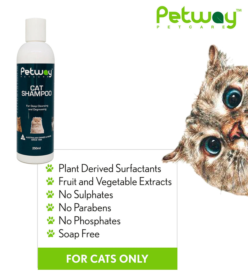 Petway Petcare Cat Shampoo, Anti Dandruff Shampoo for Deep Cleanse & Degreasing, Removes Excess Oils, Dirt and Dandruff, pH Balanced, Parabens & Sulfates Free, Cruelty Free, 8.5 Fl Oz (250ml) 250.0 Grams - BeesActive Australia