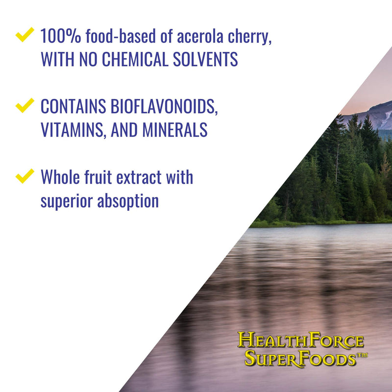 HEALTHFORCE SUPERFOODS Truly Natural Vitamin C - Immune Support Supplement with Camu Camu Berry - Vitamin C Supplement for Immune Health - Vegan, Non-GMO - 120 Vegan Caps, 15 Servings