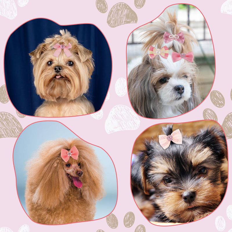 24Pcs Pink Dog Bows Small Size Dog, Small Dog Hair Bows, Puppy Bows for Dogs Ears, Girl Puppy Hair Bows, Cute Yorkie Hair Accessories for Large Dogs Puppies - BeesActive Australia