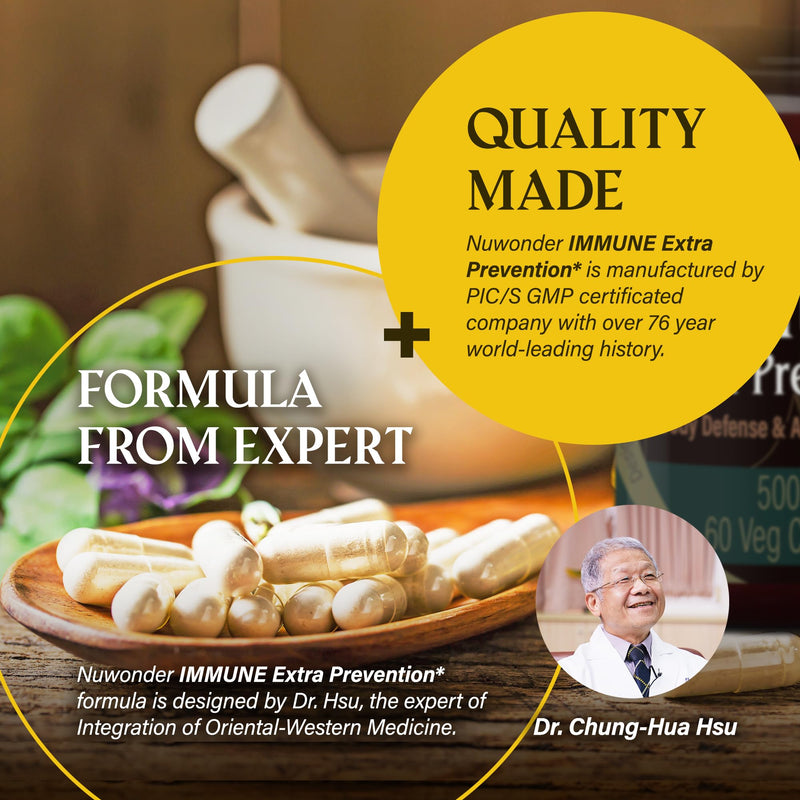 Immune Extra Prevention, Natural Immune Support, Clinically Tested Formula, Natural Defense, Body Wellness, Non-Drowsy, No Chemical Ingredient. Awarded the Greatest Inventions. 60 Capsules