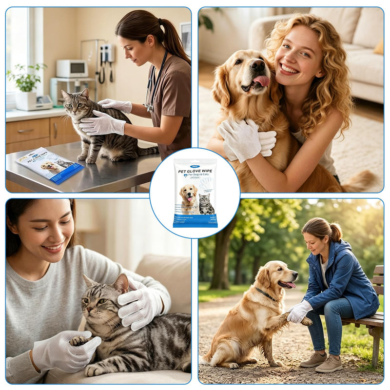 24 Pieces Cleaning Gloves for Dogs and Cats Pet Glove Wipes Hypoallergenic Cleaning Gloves for Pet Cleaning Deodorant, Hypoallergenic, Skin-Friendly