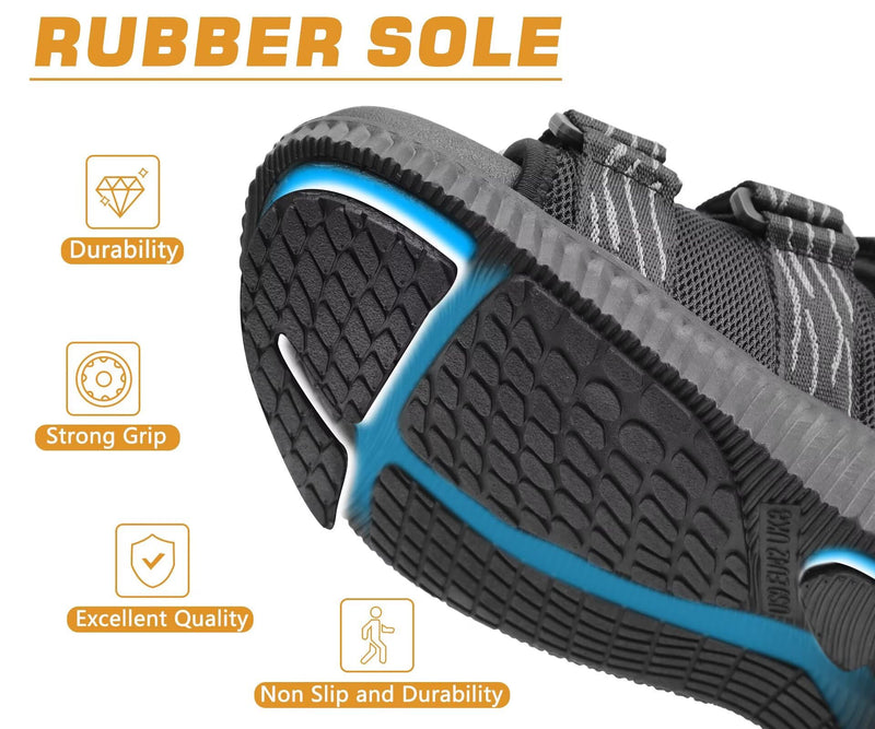 KuaiLu Mens Arch Support Hiking Sandals Orthopedic Athletic Walking Sandles 10.5 Black