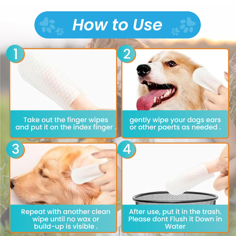 Dog Ear Wipes Finger Pads Dog Ear Cleaning