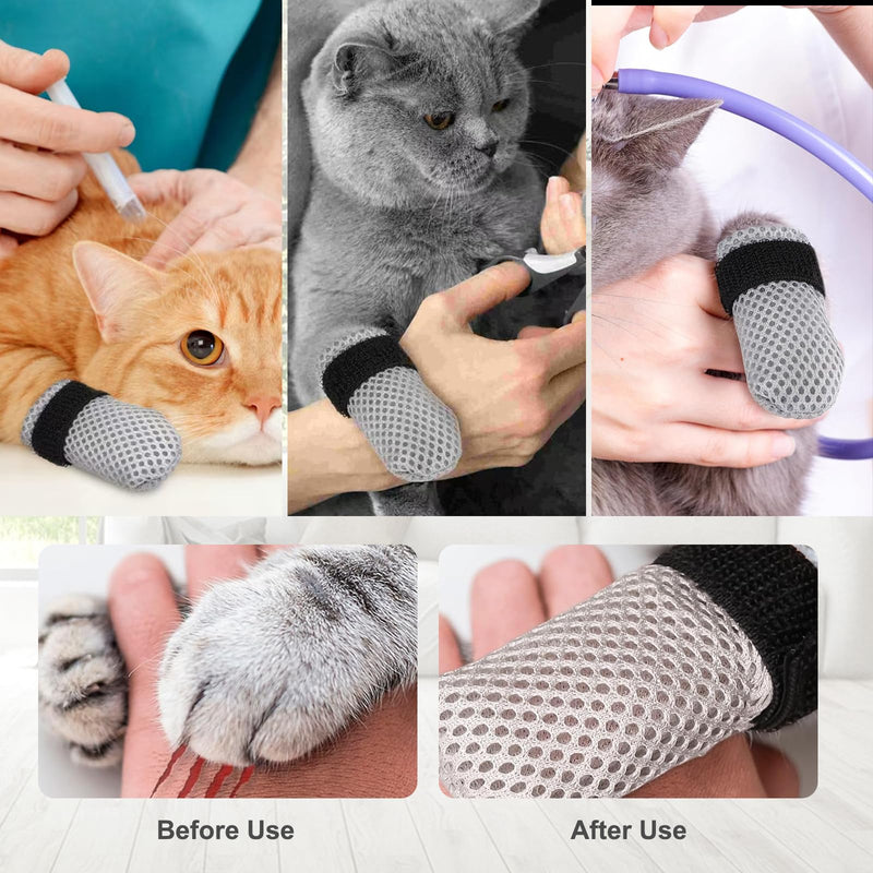 4 Pcs Cat Claw Caps, Cat Nail Caps, Cat Booties, Cat Booties Anti Scratch Cat Mittens, to Prevent Scratching Suitable for Bathing, Feeding and Nail Trimming of Cats (S, Black/Grey) - BeesActive Australia