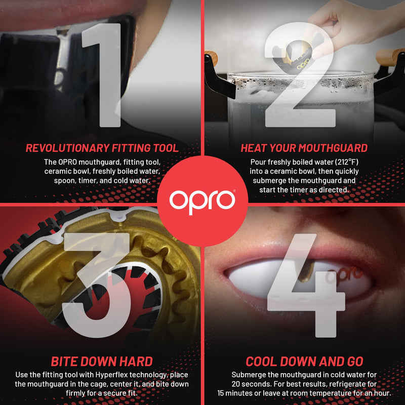 OPRO Gold Level Braces Mouth Guard, Moldable Mouthguard for Comfort & Fit for Boxing, Hockey, MMA, UFC, Football, Braces Protection, Youth & Adult Mouthguard with Case Included, White White/Gold - BeesActive Australia