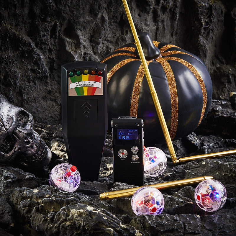 Dunzy 8 Pcs Ghost Hunting Equipment Kit Paranormal Entertainment Equipment Tester Includes 1 Emf Reader Meter Digital 1 Voice Recorder 2 Pcs Copper Dowsing Rod 4 LED Motion Activated Cat Ball for Home - BeesActive Australia